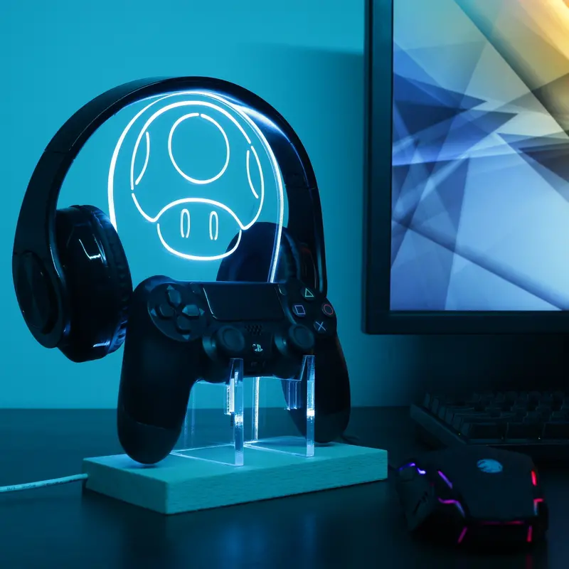 Super Mario Mushroom Led Gaming Headset Controller Stand 1