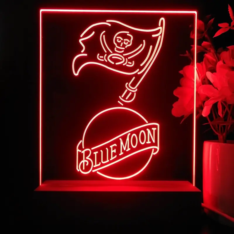 Tampa Bay Buccaneers Blue Moon Neon Sign Pub Bar Lamp 1
