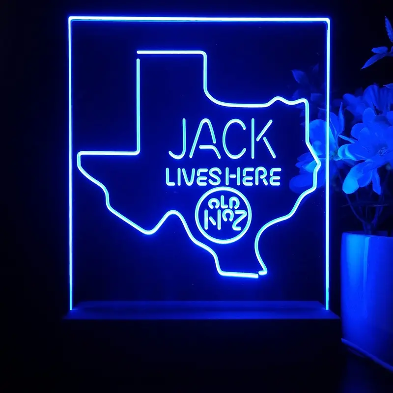 Texas Jack Danielss Jack Lives Here Decoration Gifts 3D Illusion Night Light Desk Lamp 1