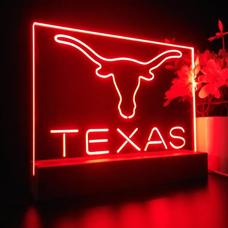 Texas Longhorns 3D Illusion Night Light Desk Lamp 1