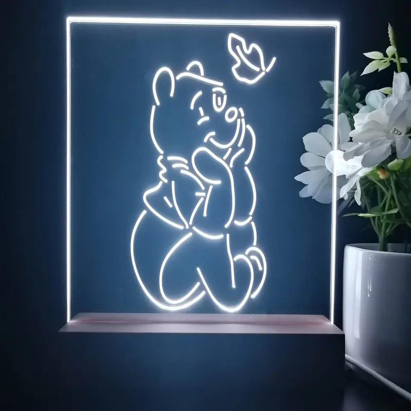 Winnie The Pooh Sit Down 3D Illusion Night Light Desk Lamp 1