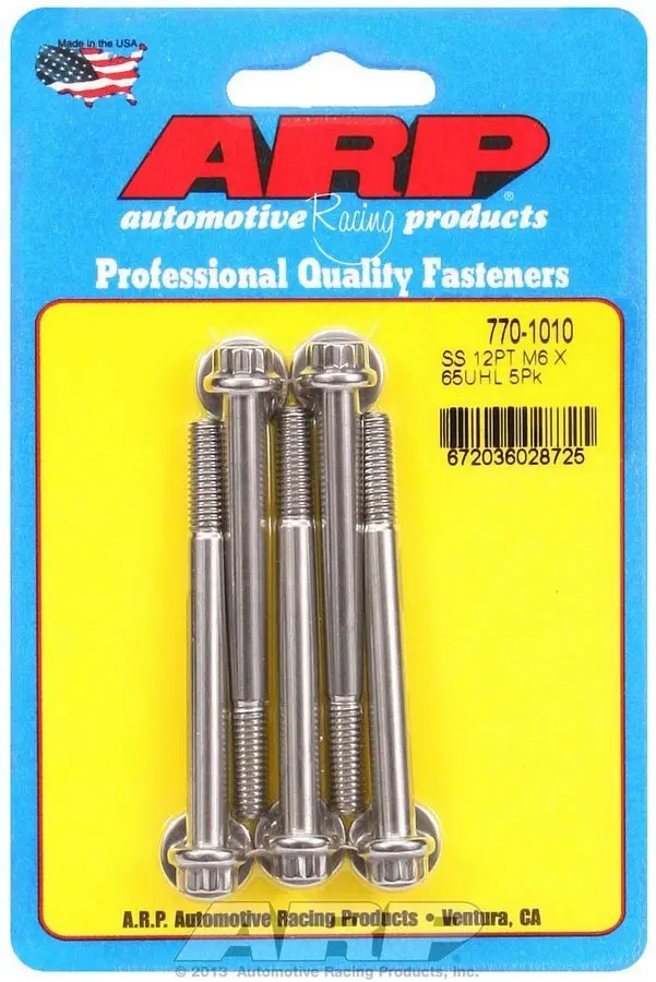 Arp Stainless Steel 12-Point Bolt Kit – 6Mm X 1.0 X 65Mm (5-Pack) 1