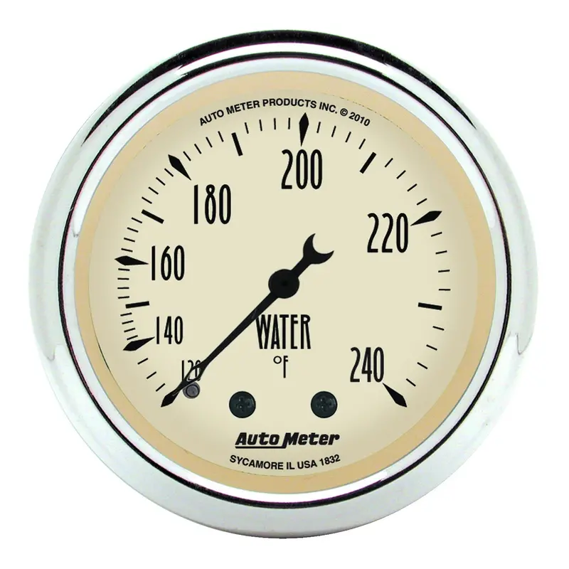 Autometer 2-1/16" Mechanical Water Temperature Gauge – Antique Beige Dial, 120°F To 240°F Range 1