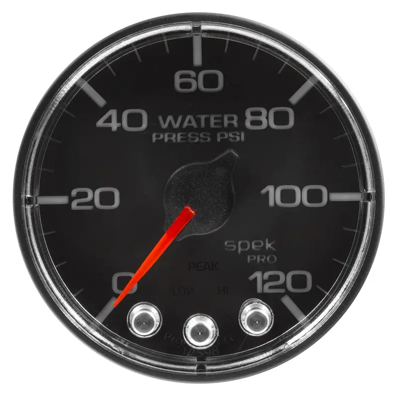 Autometer P345318 2-1/16" Water Pressure Gauge – 120 Psi Range, Stepper Motor, Black/Chrome Face 1