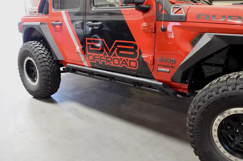 Dv8 Offroad Tubular Rock Sliders – Plated End Caps, Designed For 2018–Present Jeep Jl Wrangler 1