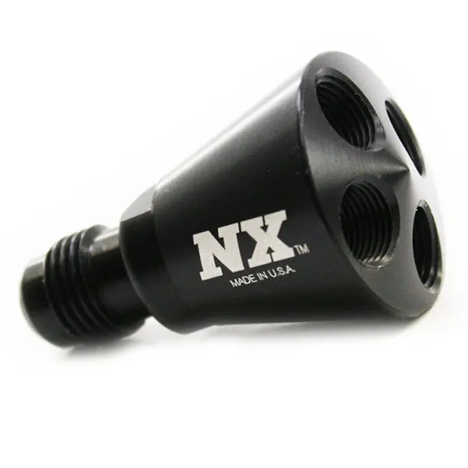 Nitrous Express 15019 Four-Port Showerhead Distribution Block – Black, -6 Male Threads 1
