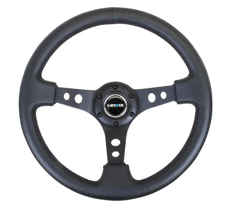 Nrg Innovation Rst-006Bk Steering Wheel – 350Mm Diameter, 3-Inch Dish, Black Leather Wrap 1