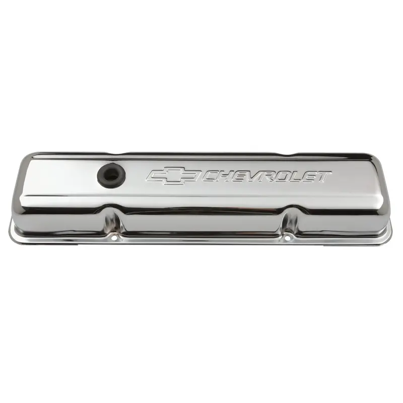 Proform 141-102 Chrome Short-Style Stamped Steel Valve Covers With Bowtie Logo – Fits Small-Block Chevrolet Engines 1