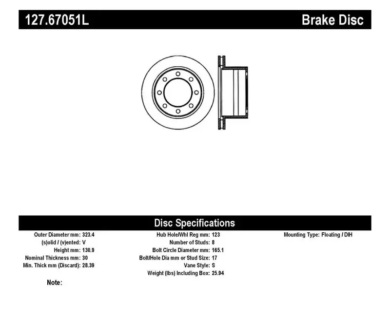 Stoptech 127.67051L Drilled And Slotted Rear Left Brake Rotor 1