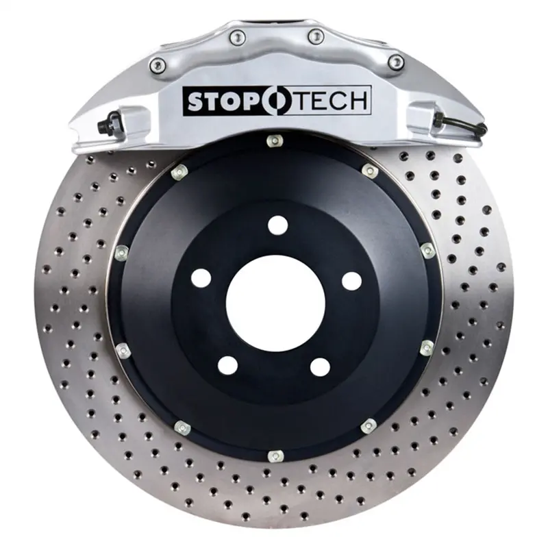 Stoptech 83.114.6700.62 Big Brake Kit – Rear, Silver Calipers, Two-Piece Drilled Rotors 1