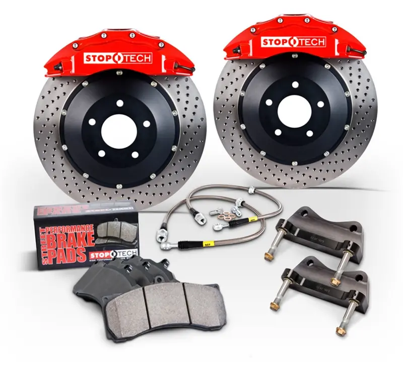 Stoptech Big Brake Kit – Rear Axle, Black Calipers With Drilled Two-Piece Rotors, Part #83.B42.0047.52 1