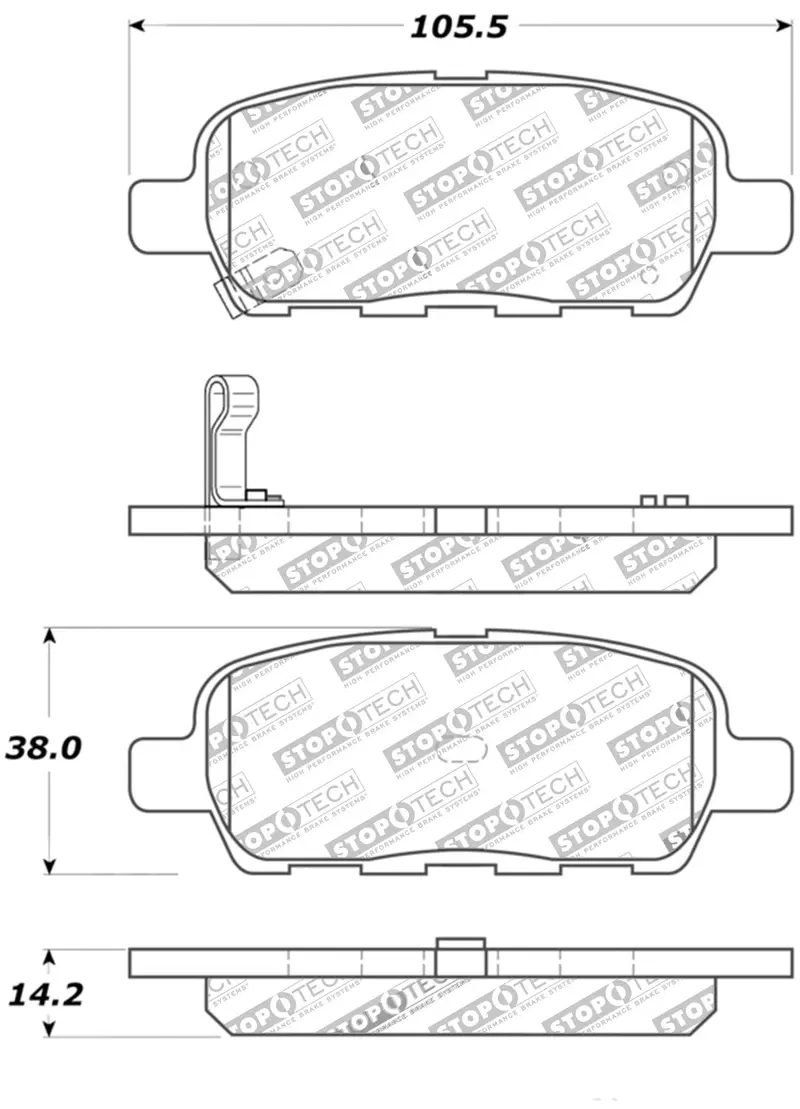 Stoptech Street Brake Pads – Includes Shims And Mounting Hardware (308.09051) 1