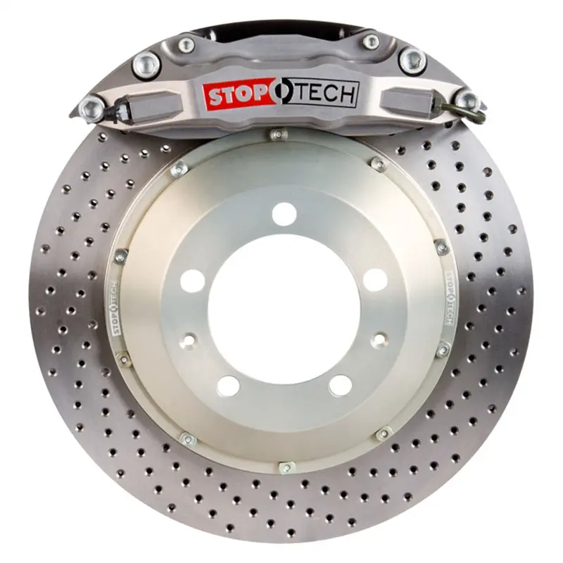 Stoptech Trophy Sport Rear Big Brake Kit – Silver Calipers And Drilled Two-Piece Rotors 1